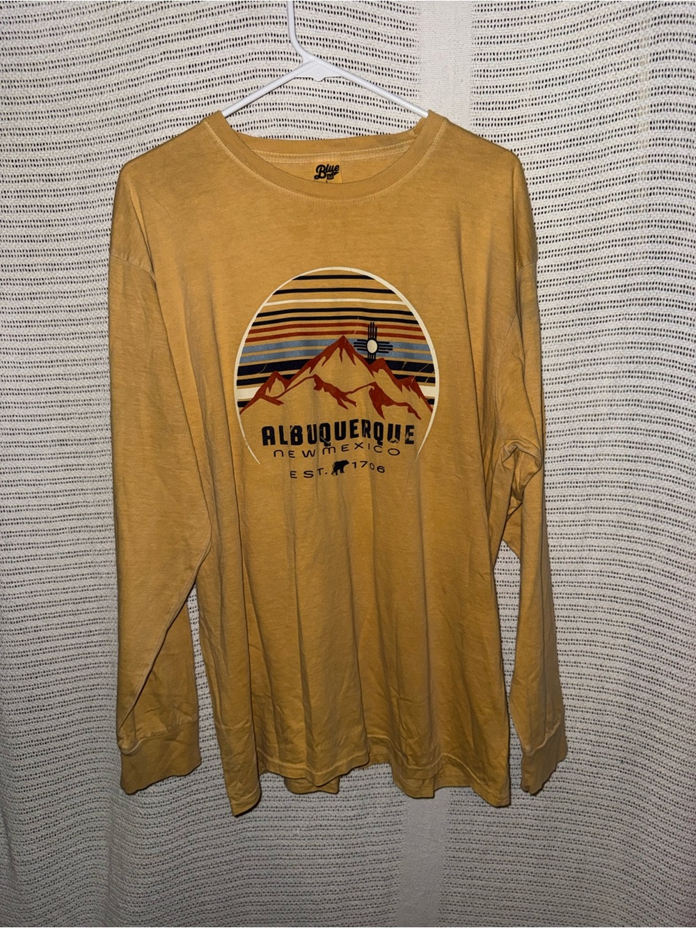 Blue 84 Mustard Yellow Albuquerque Mountain Graphic Long Sleeve Tee